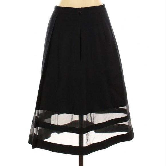 Club Monaco Midi Skirt Pleated Mesh Panel - Picture 2 of 3